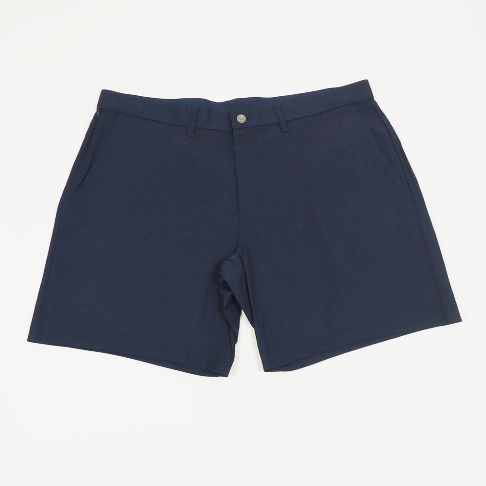 New Fabletics The High Side Chino Shorts Mens 40 Navy Blue Casual Cotton Blend